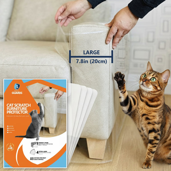 Cat-Proof Couch Arm Cover + Anti-Scratch Adhesives, Large 7.8"